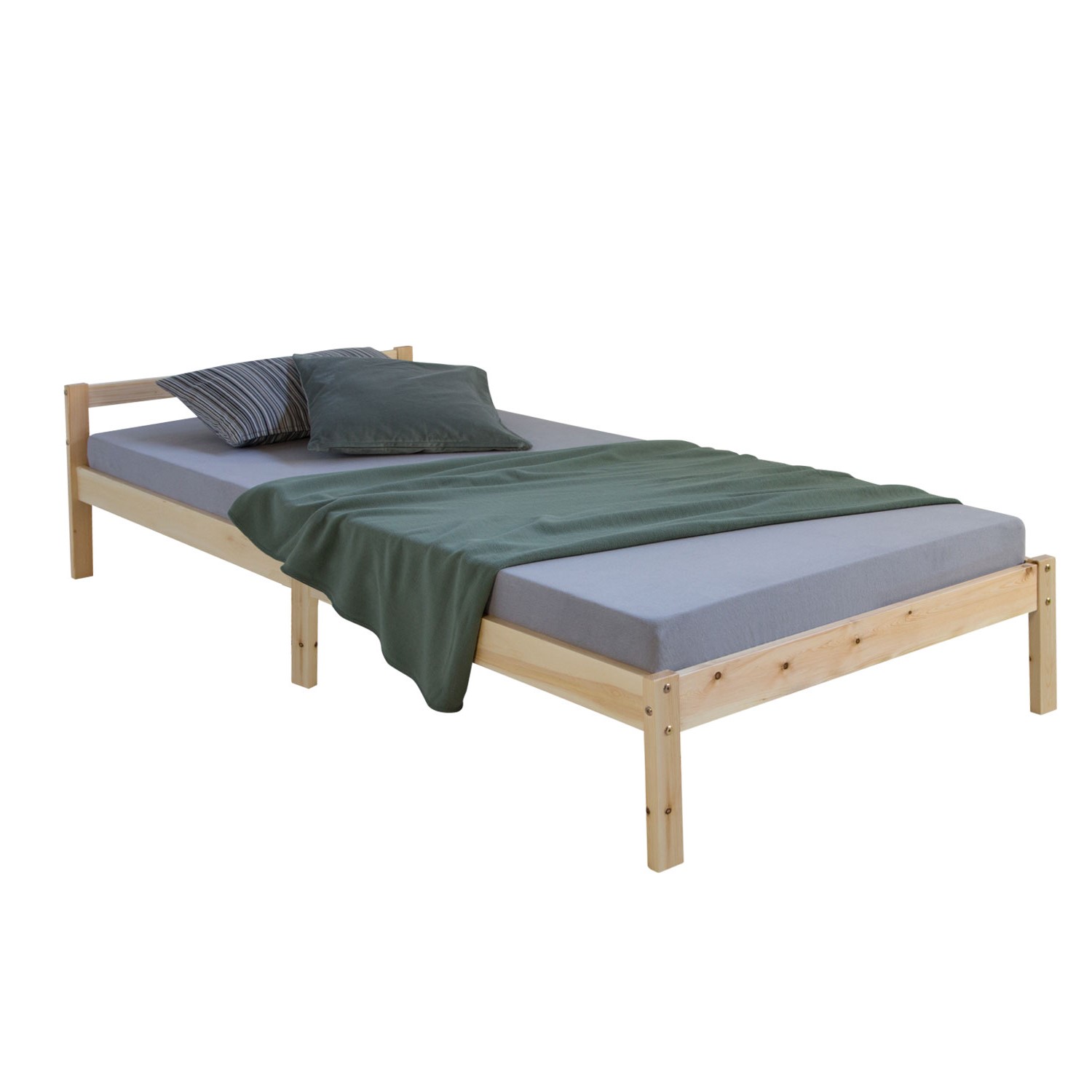 Jeunesse de lit simple bois massif lit nature 200 x 90 sommier à lattes futon