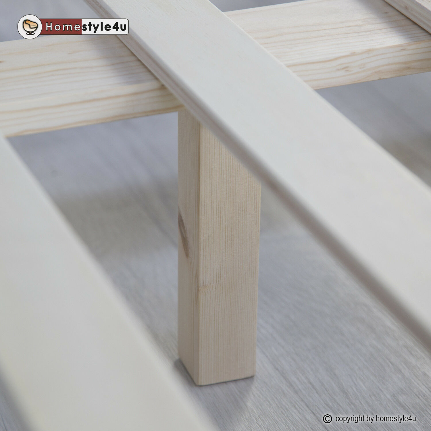 Wood Bed 160x200 cm White | Double Bed | with Slatted Frame | Solid | Kids Youth Guest Bedroom