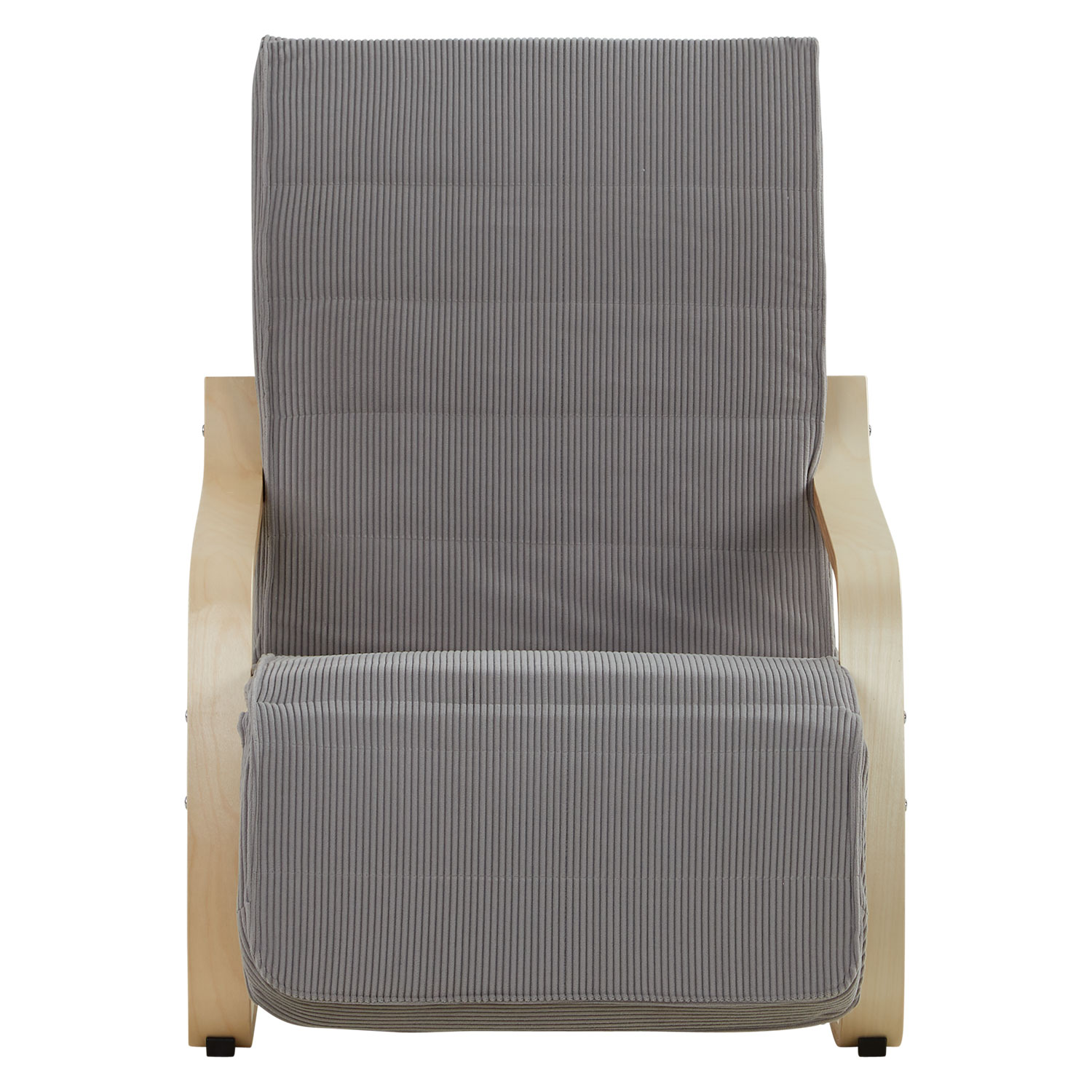 Relaxsessel Cord Dunkelgrau | with Footrest | Natural Wood | Glider Rocking Chair Nursing Chair Recliner