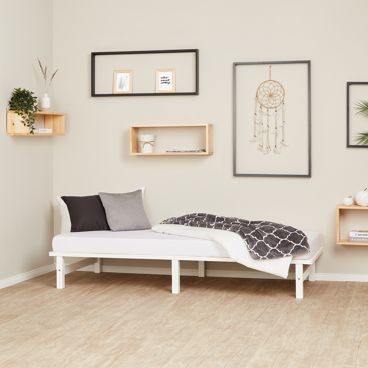 Pallet Bed Frame 90x200 cm Solid Wooden Bed Pallet Furniture Futon Bed White
