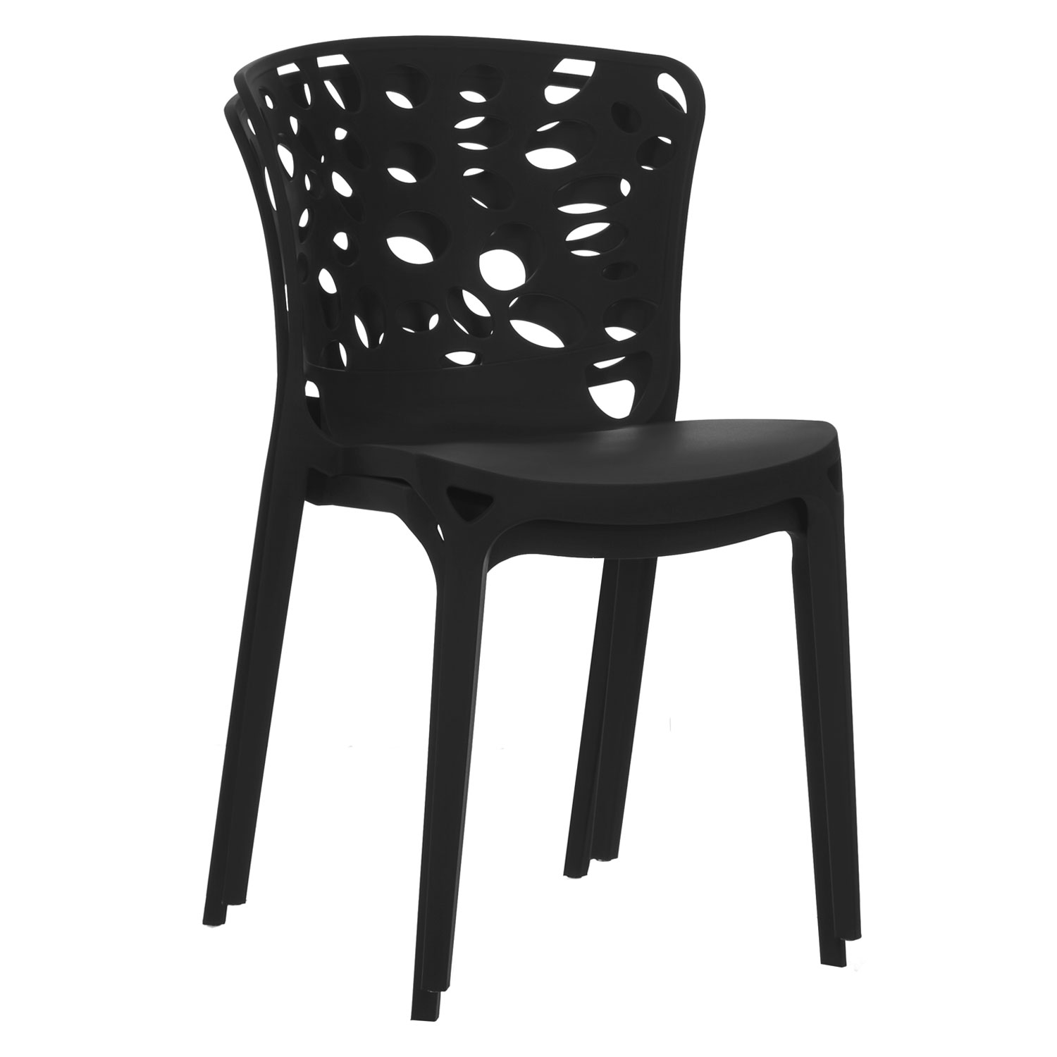 Garden chair Set of 6 Modern Black Camping chairs Outdoor chairs Plastic Stacking chairs Kitchen chairs