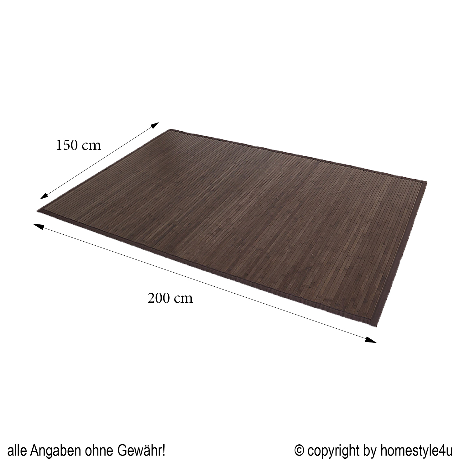 Bamboo carpet Rug 150x200 in darkbrown