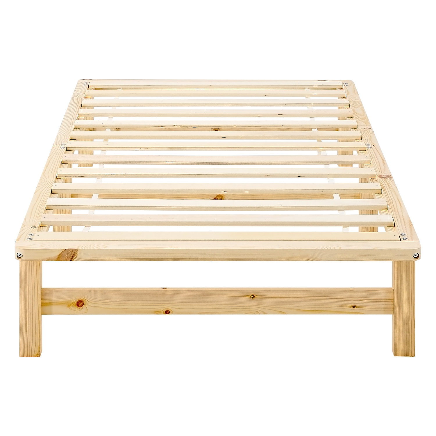 90x200 cm Natural Wooden Pallet Bed – Single Wooden Bed with Mattress & Slatted Base for Teen Rooms, Guest Rooms, and Bedrooms
