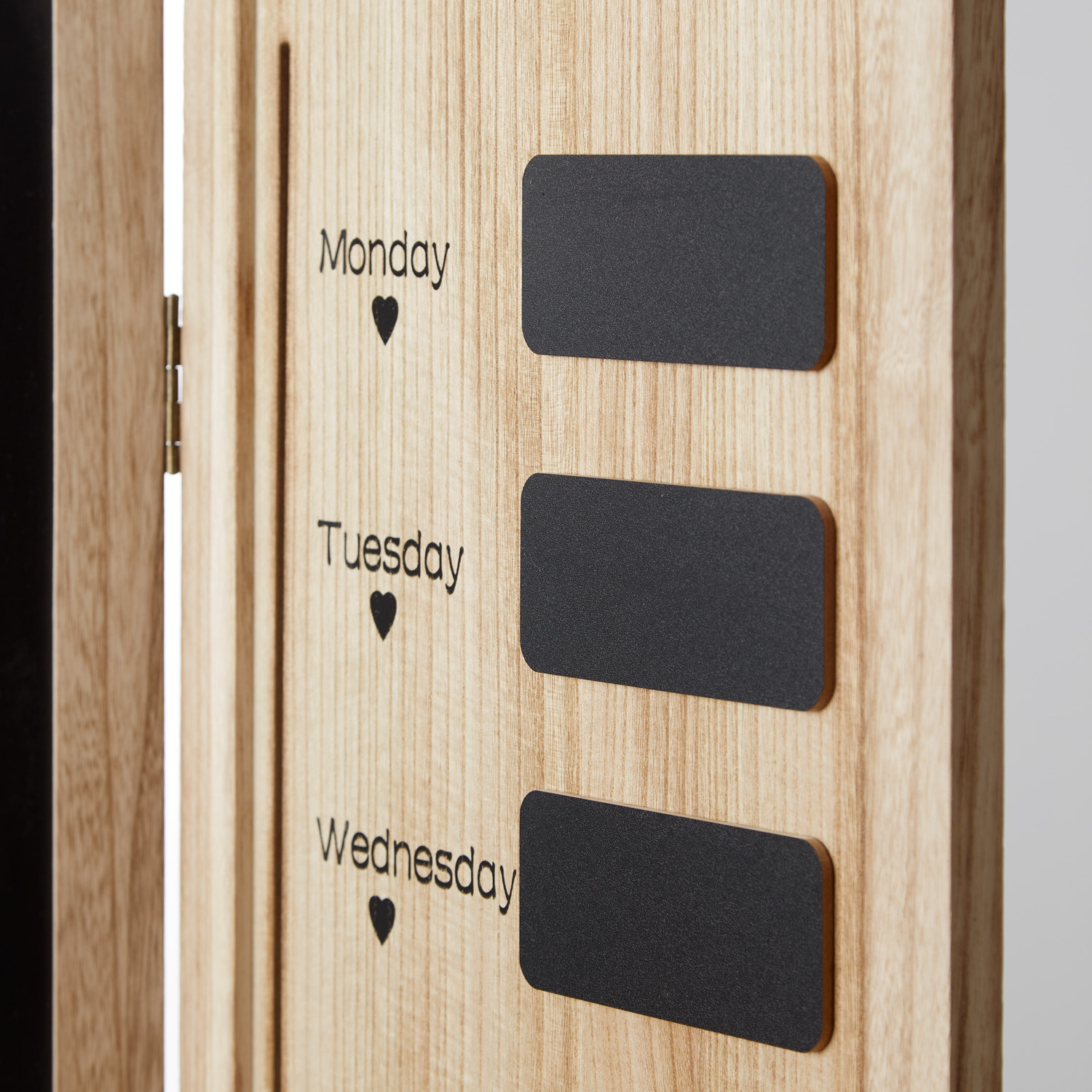 Paravent Natural with Blackboard Elements | Slate Memo Blackboard | 3-panel | Wood | Room Divider Partition Privacy Screen