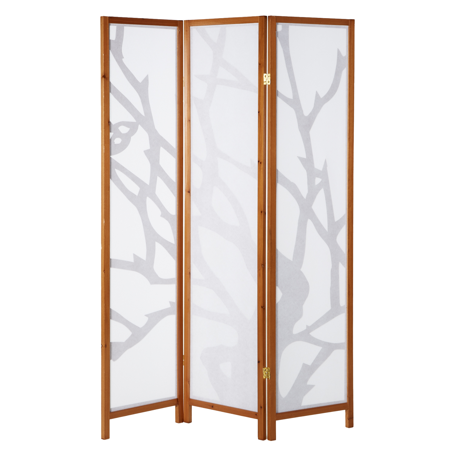 Paravent Brown Shoji Rice Paper White Tree | 3-panel | Wood | Room Divider Partition Privacy Screen