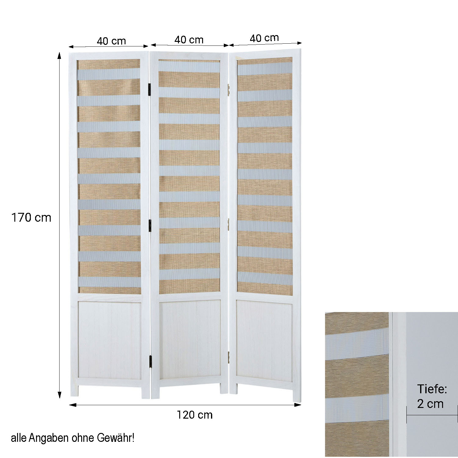Paravent room divider 3 parts wood partition wall privacy screen white vintage