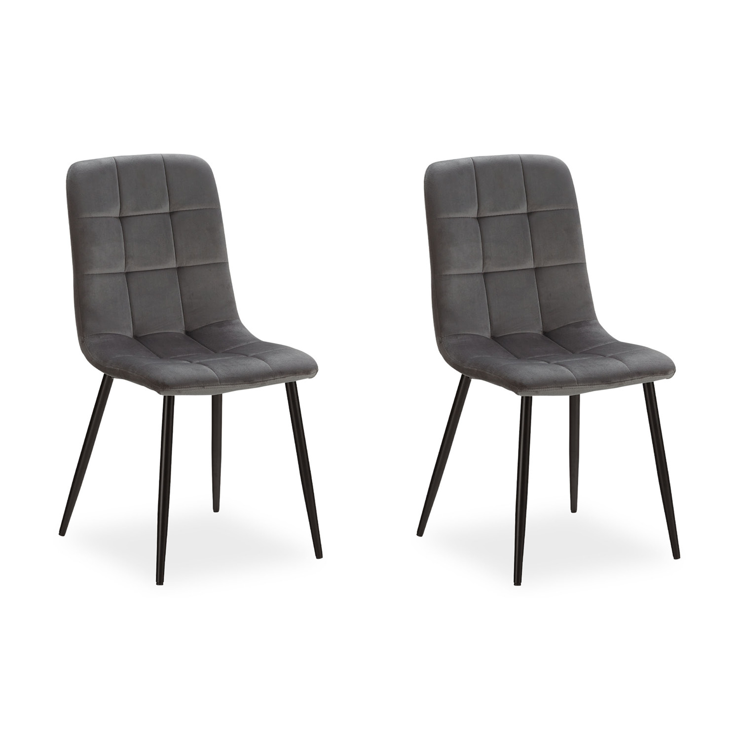 Upholstered Chair Velvet Grey | Set of 2 | without Armrests | Kitchen Dining Room Office