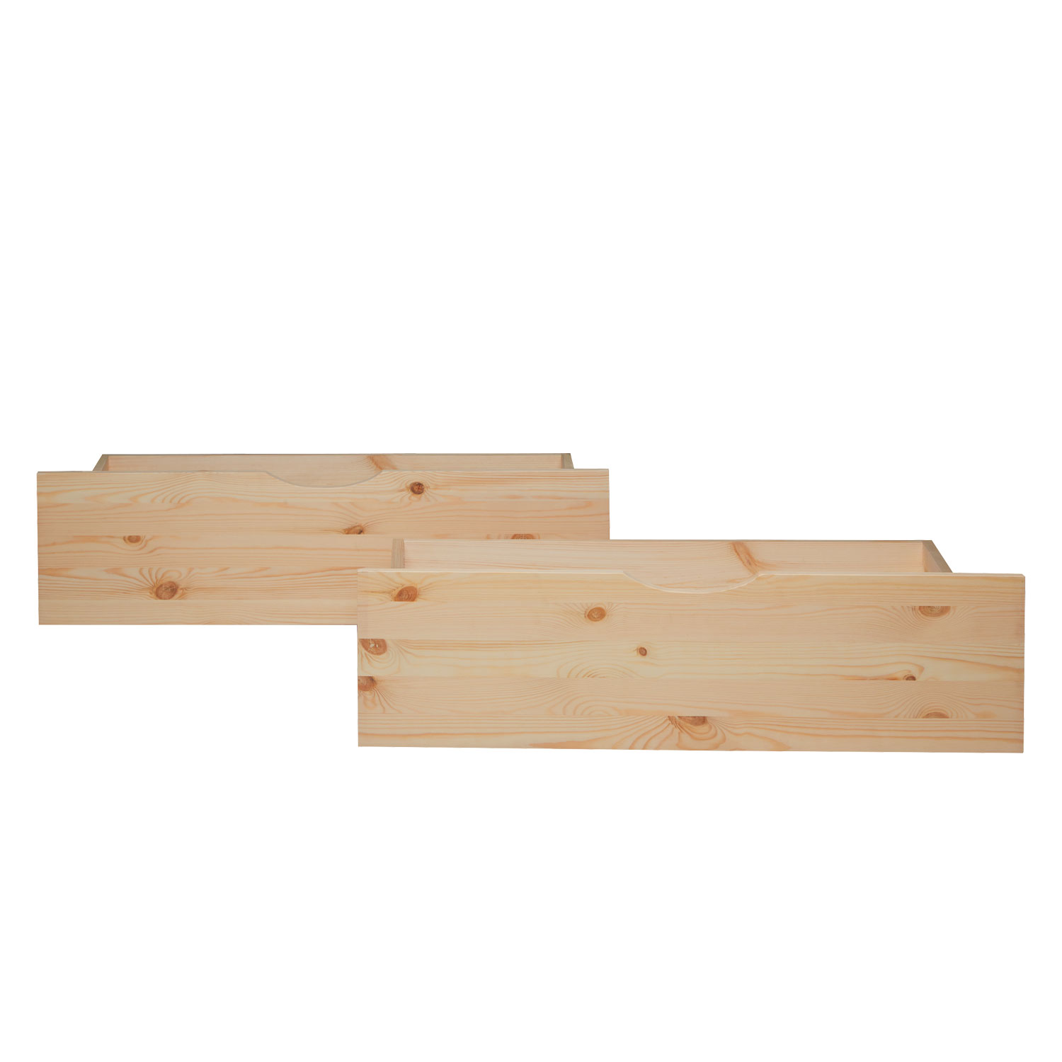 Bettkasten 2er Set Holz Aufbewahrung mit Rollen Bettschublade Bett Auszug Schublade Box Natur