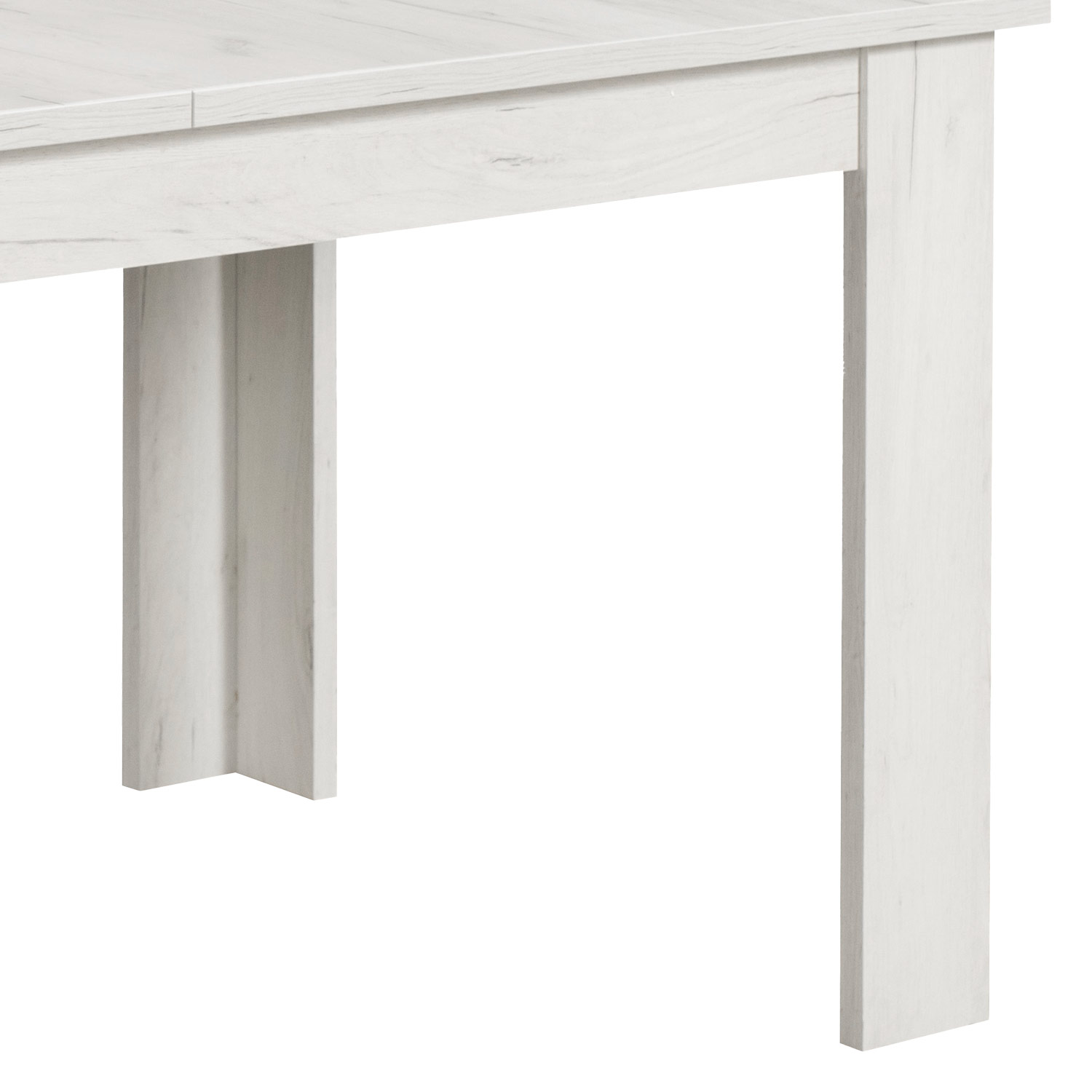 White Vintage Dining Set (160–200 cm) with 4 gray cord chairs, armrests, and a swivel metal base