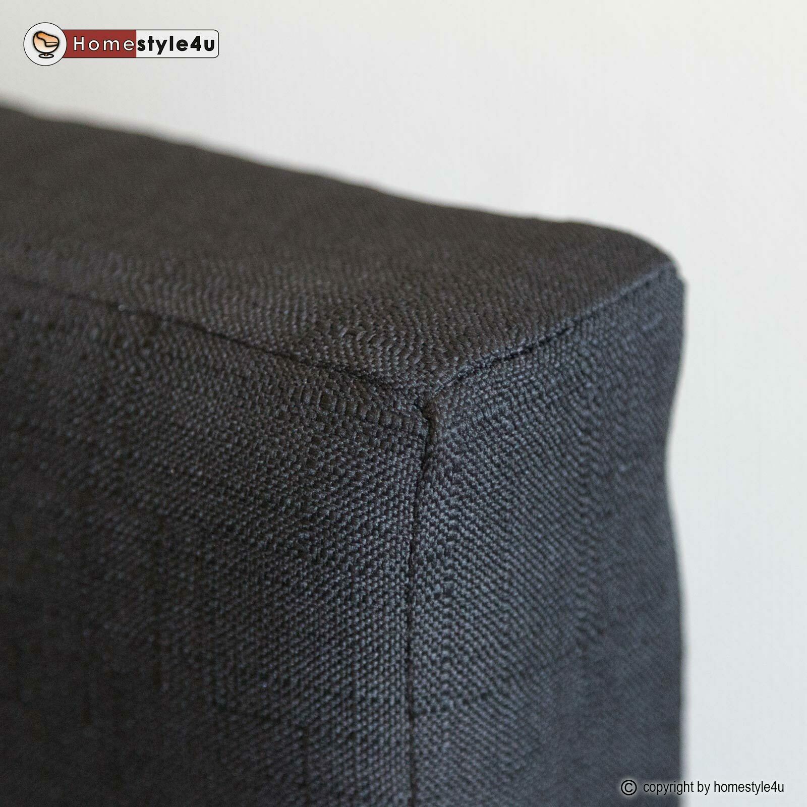 Upholstered bed 140x200 cm black | with slatted frame | double fabric bed frame