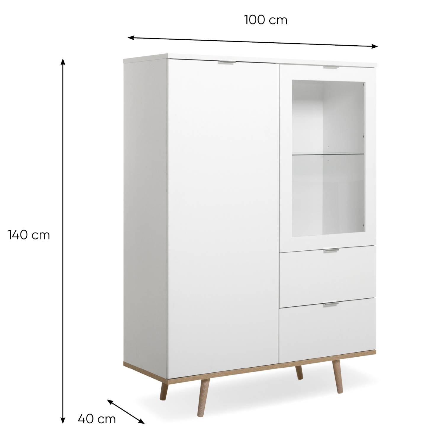 Highboard Sideboard Cabinet 2 Drawers Wood Living Room