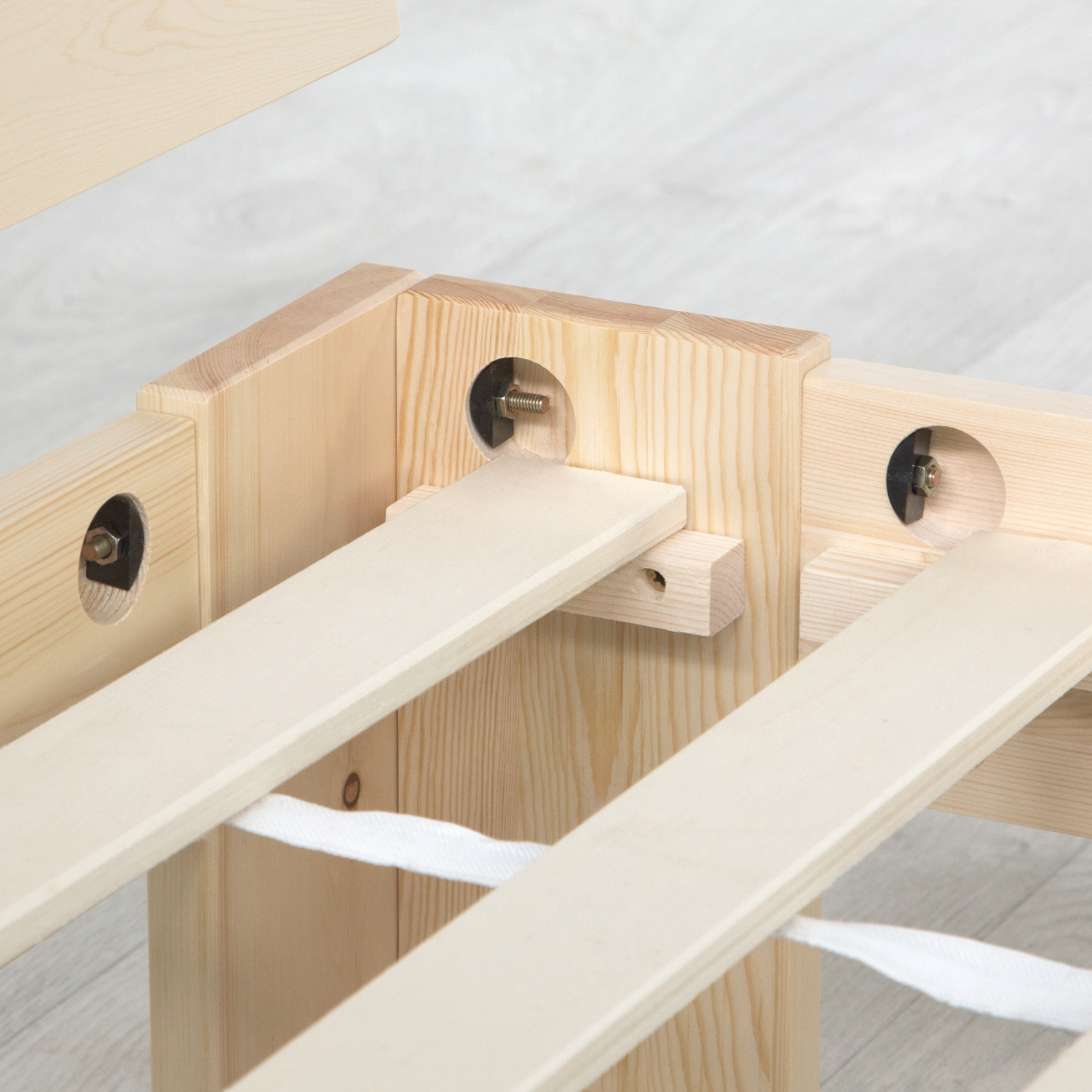 Wood Bed 90x200 cm Natural | Single Bed | with Spring Mattress | Solid | Youth Guest Bedroom