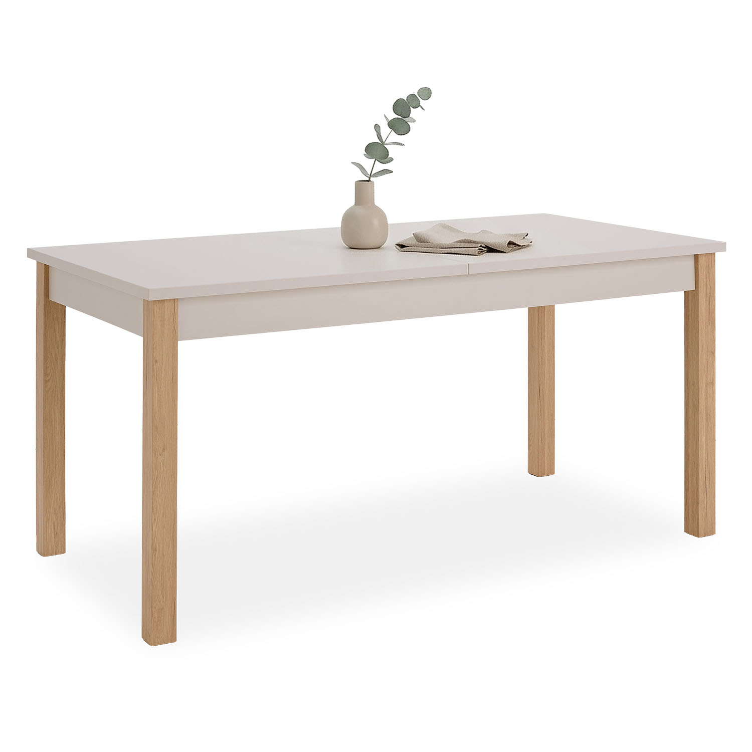 Modern Dining Table Kitchen Table Wooden Table 160x80 cm Beige Grey 8 Seater Extendable