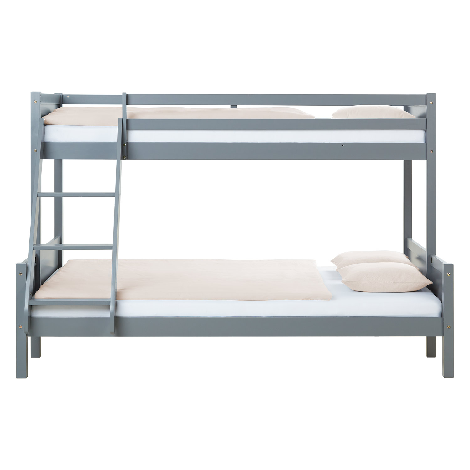 Bunk Bed with 2 Mattresses 90x200 and 140x200 cm Kids Bed Grey Wood Cabin Bed High Sleeper Bed Loft Bed Childrens Bed Twin Bed