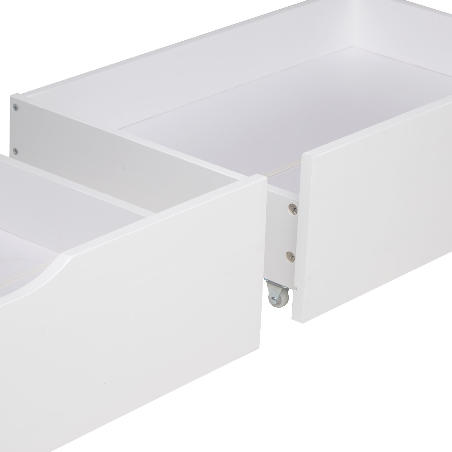 Ensemble de 2 tiroirs de lit en bois rangement avec roulettes lit tiroir box blanc tiroir de lit