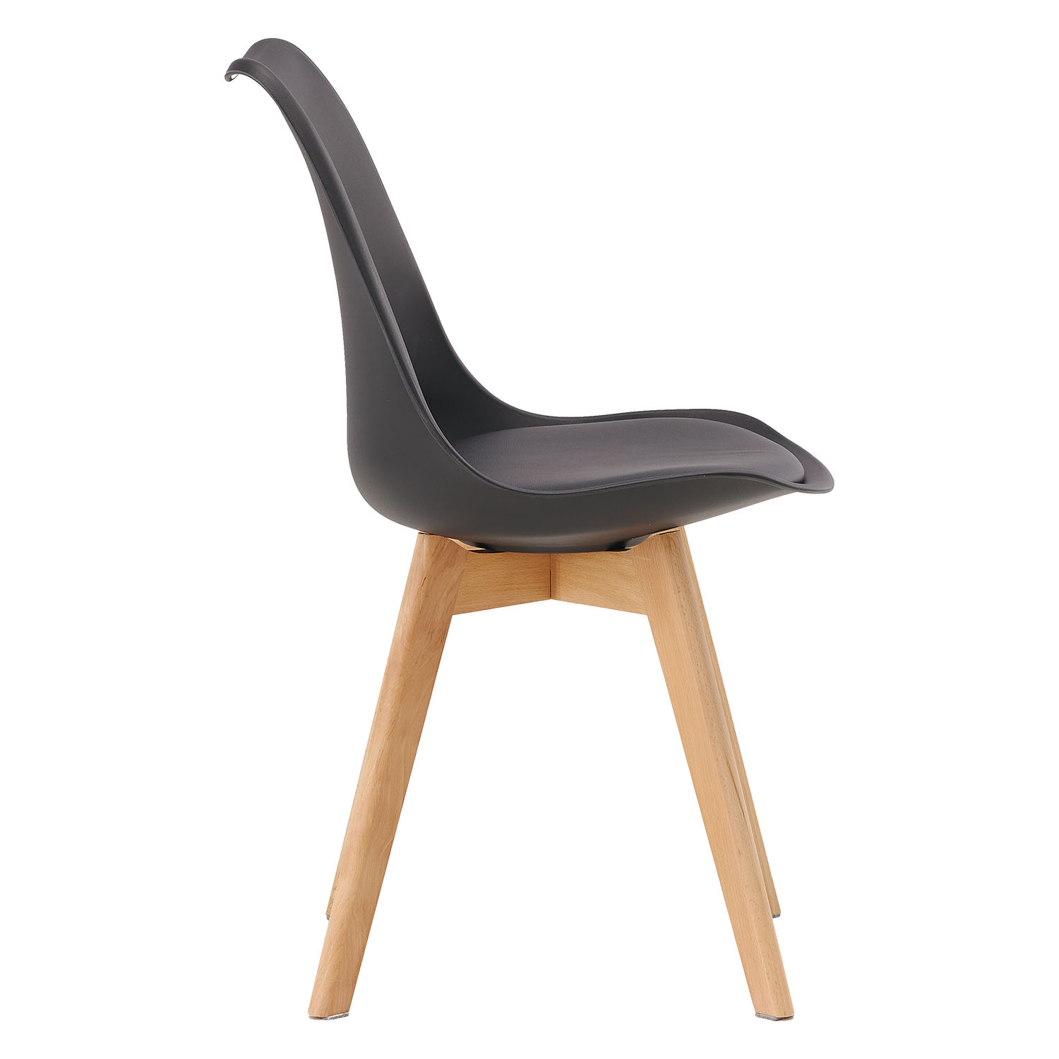 2 Black Dining Chairs – Modern Plastic Design Chair with Wooden Legs | Set of 2 Contemporary Kitchen & Dining Chairs