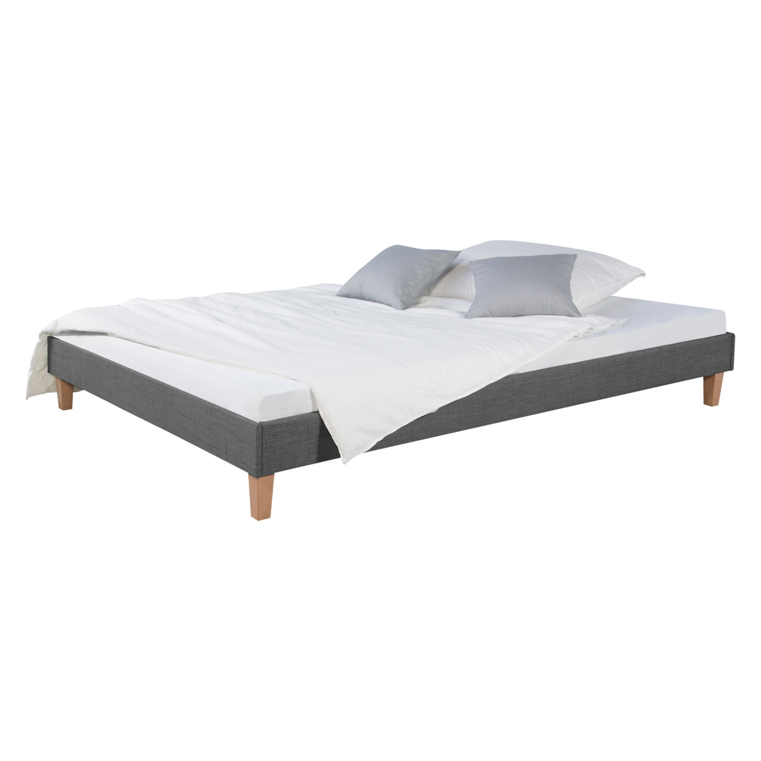 Upholstered Bed 140 x 200 cm Grey Double Bed Futon Bed frame Slatted frame