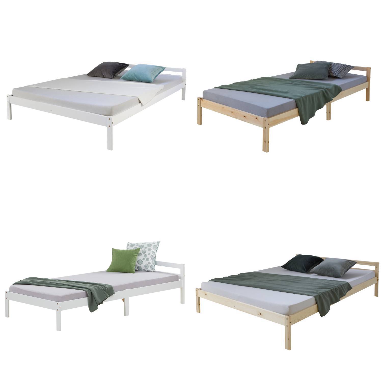 Wooden bed youth bed 90 140 x 200 cm natural white with slatted frame children's bed day frame