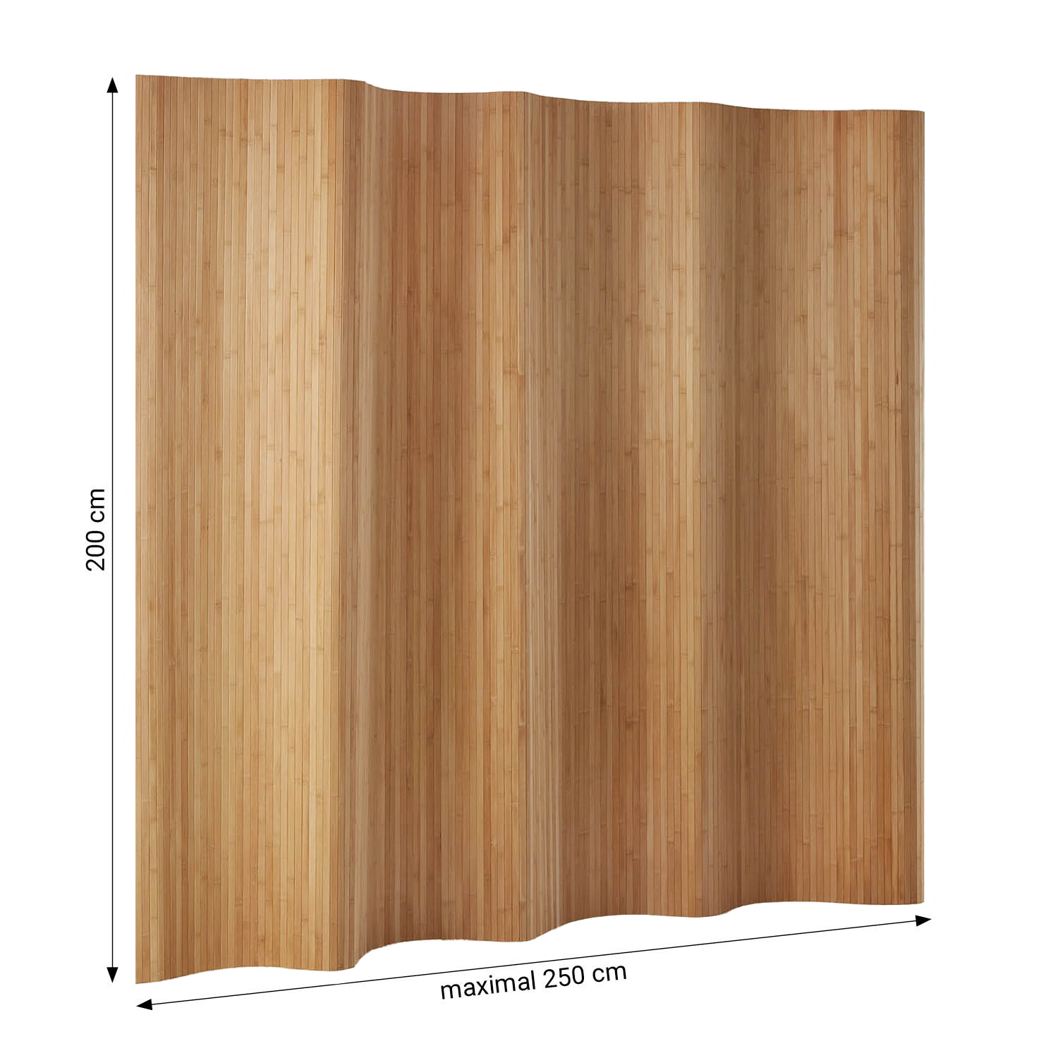 Paravent Séparation de pièce Cloison en bambou 200 x 250 cm Protection visuelle mur espagnol brun