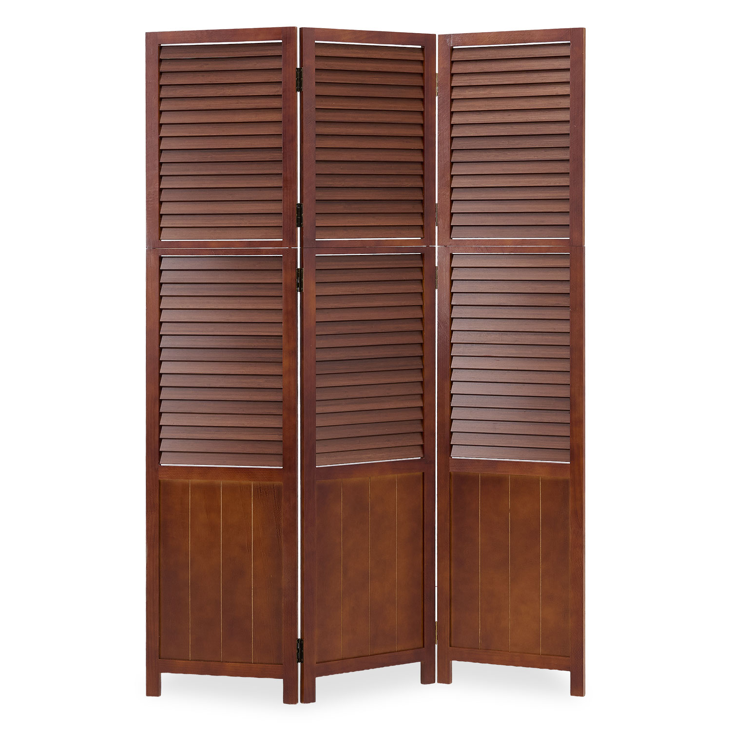 Paravent Brown Wooden Slats | 3-panel | Wood | Room Divider Partition Privacy Screen