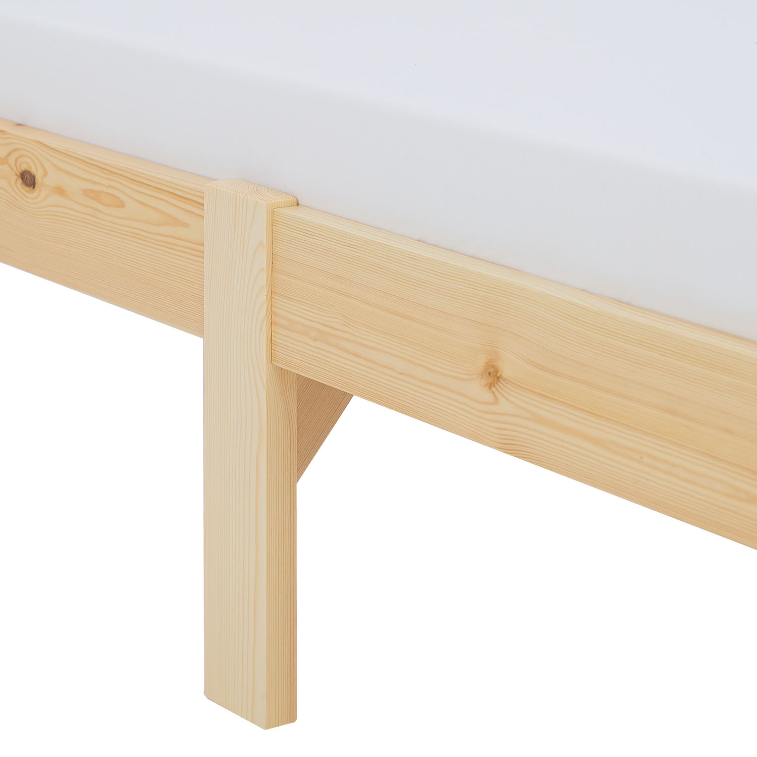 Wooden Bed 90x200 cm Natural – Solid Wood Single Bed with Slatted Base for Teenagers' Rooms, Guest Rooms, and Bedrooms