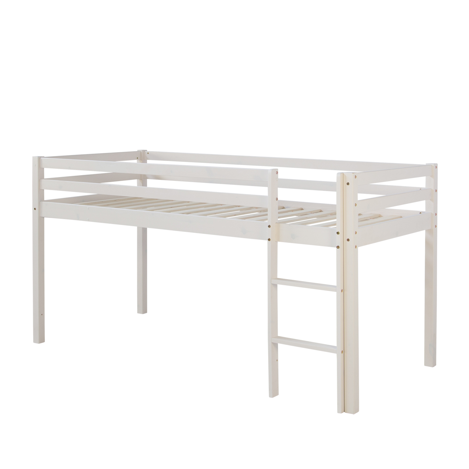 Loft Bed Kids 90x200 cm White Basic | without Slatted Frame