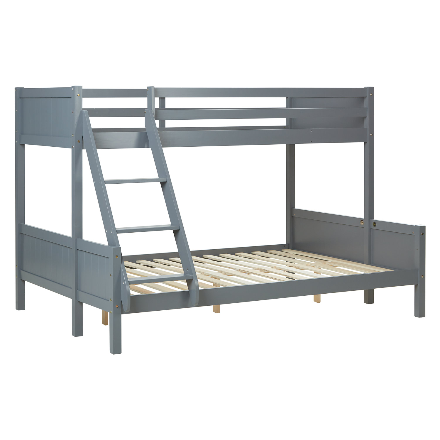 Bunk Bed Kids Bed 90x200 and 140x200 cm White Grey 2 Mattresses Wood Cabin Bed High Sleeper Bed Loft Bed Childrens Bed Twin Bed Drawer