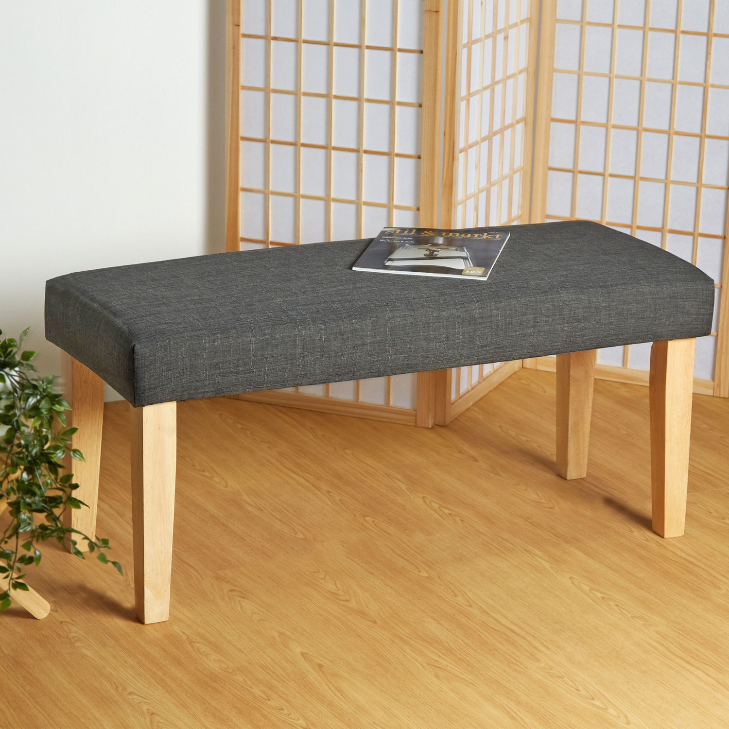 Upholstered Bench Dark Grey Seat Bench Side Bench Stool Seating 103 cm