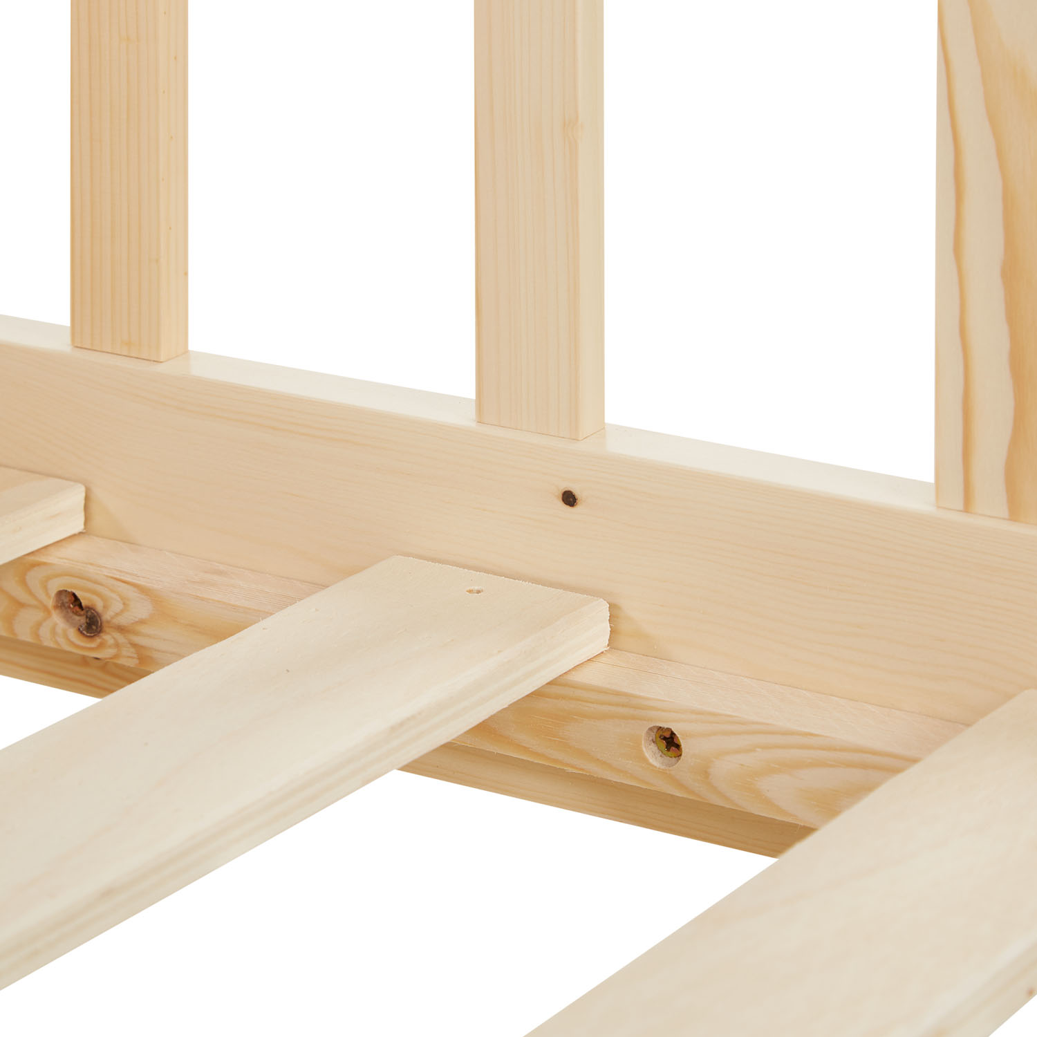 Children's Bed 90x200 cm Green Natural | Retro Bed with Fall Protection | Single Bed | with Slatted Frame | Wood