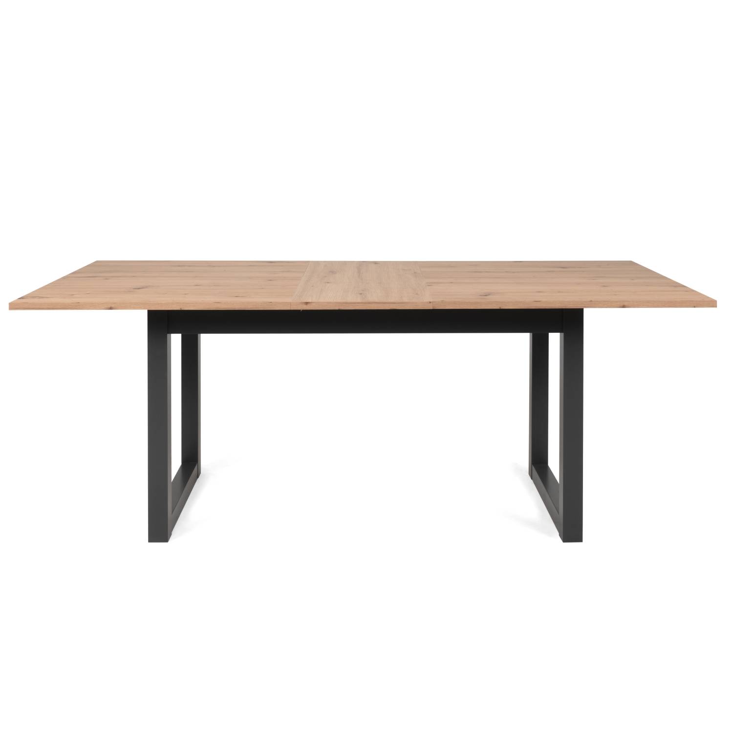 Solid wood extendable dining table with metal-look frame – industrial style for dining room and eat-in kitchen
