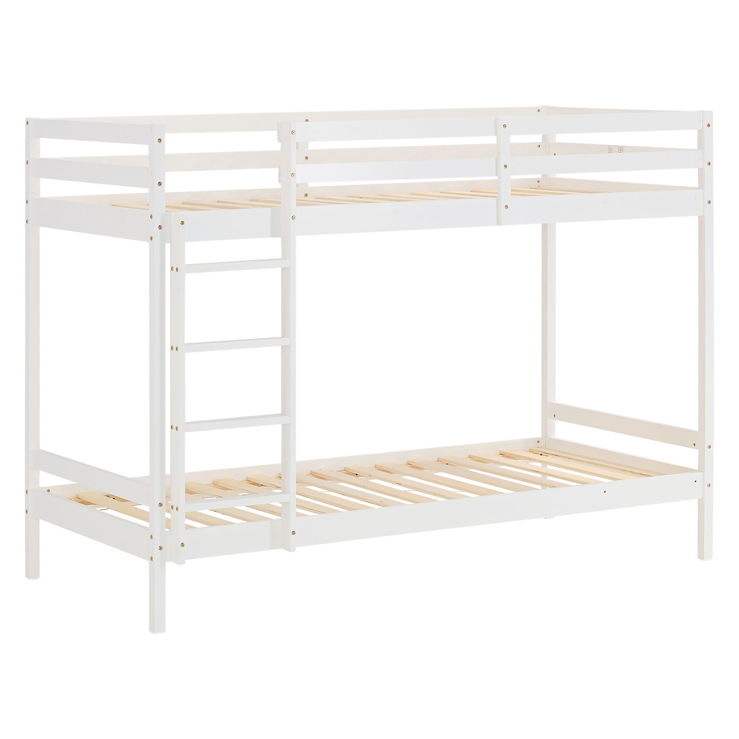 Bunk bed with 2 matresses Children bed 90x200 cm wooden Kids bed High sleeper White Slats
