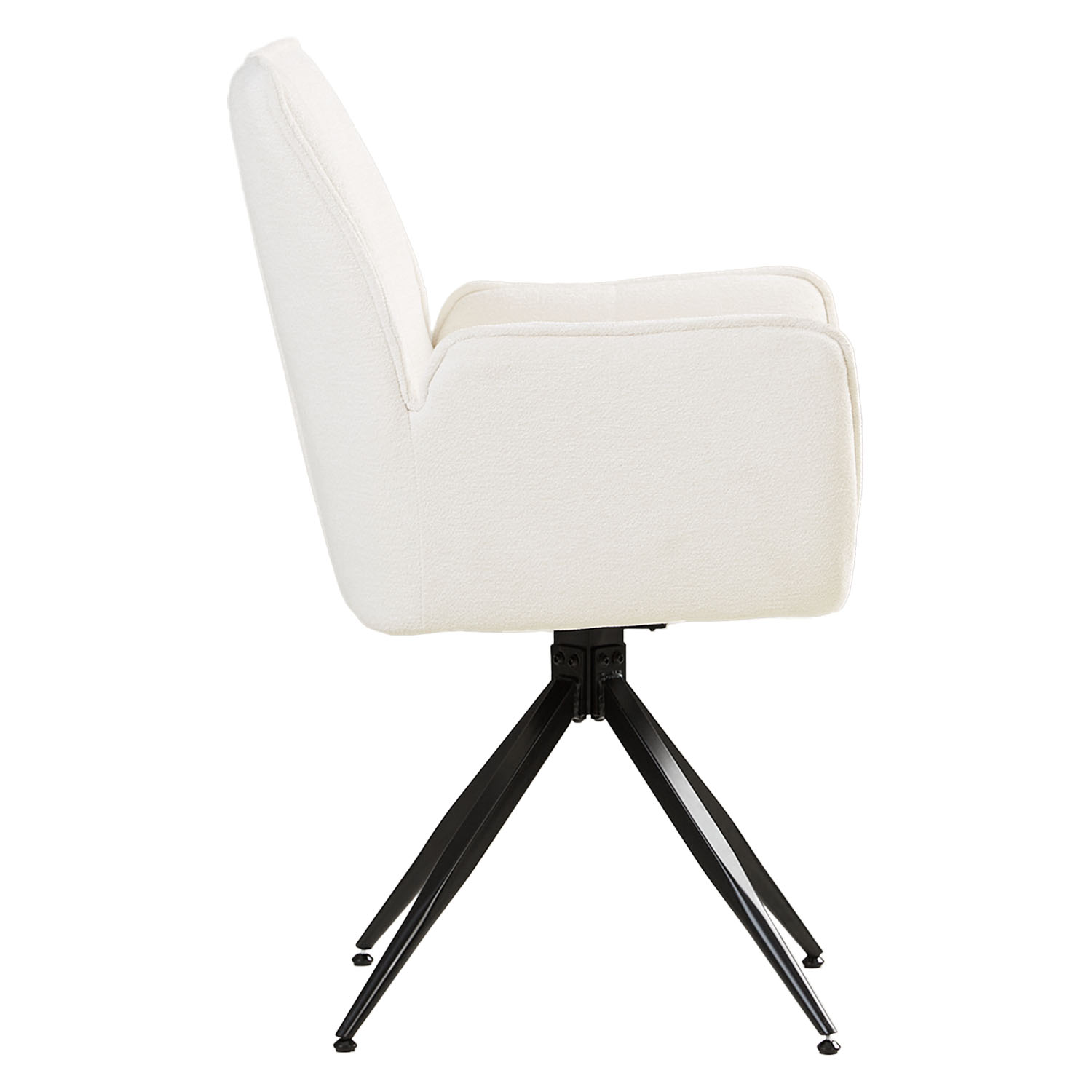 Upholstered Chair Chenille Wool White | Set of 6 | swivel | with Armrests | Kitchen Dining Room Office