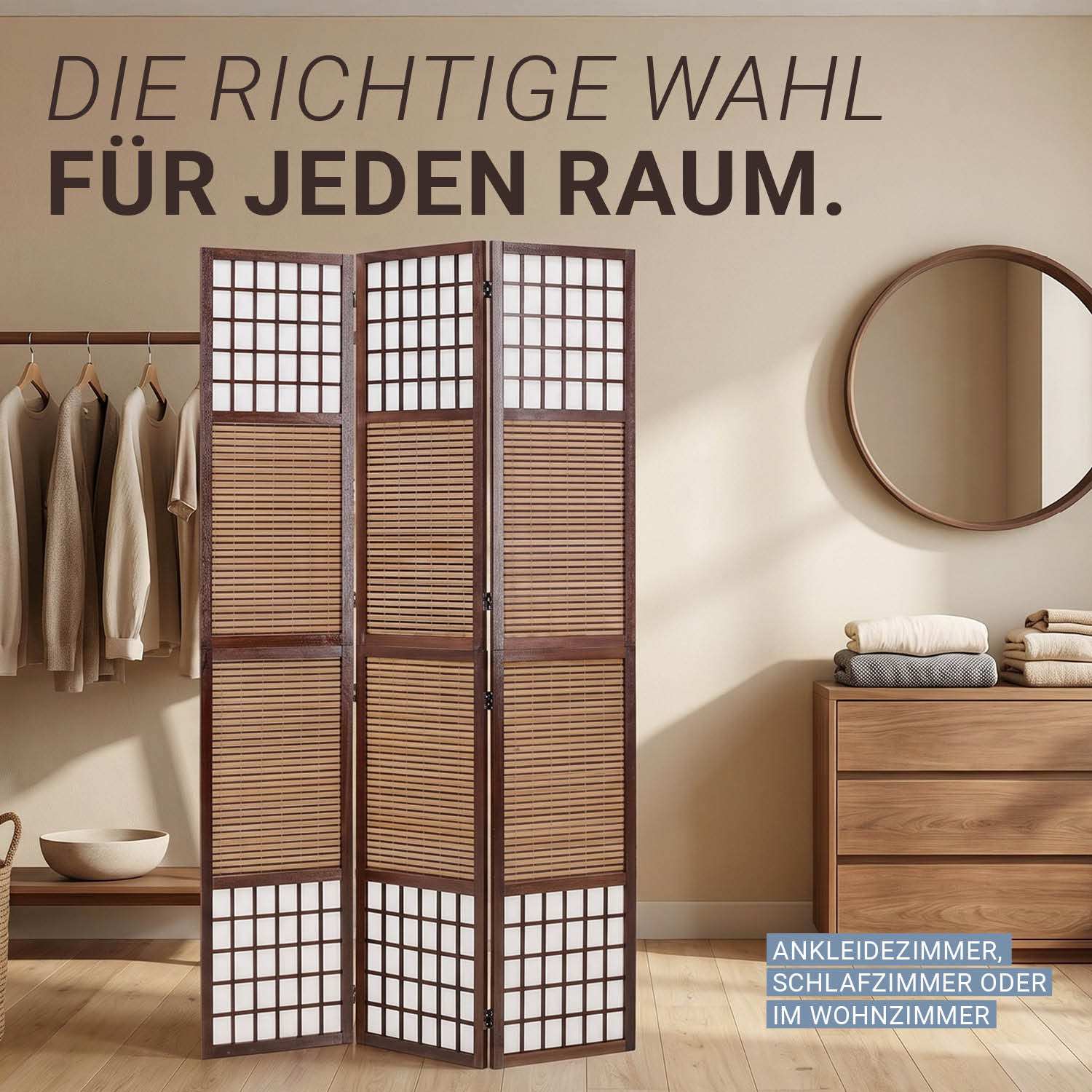 Paravent Room Divider 3 4 Parts Wood Partition Privacy Screen Brown