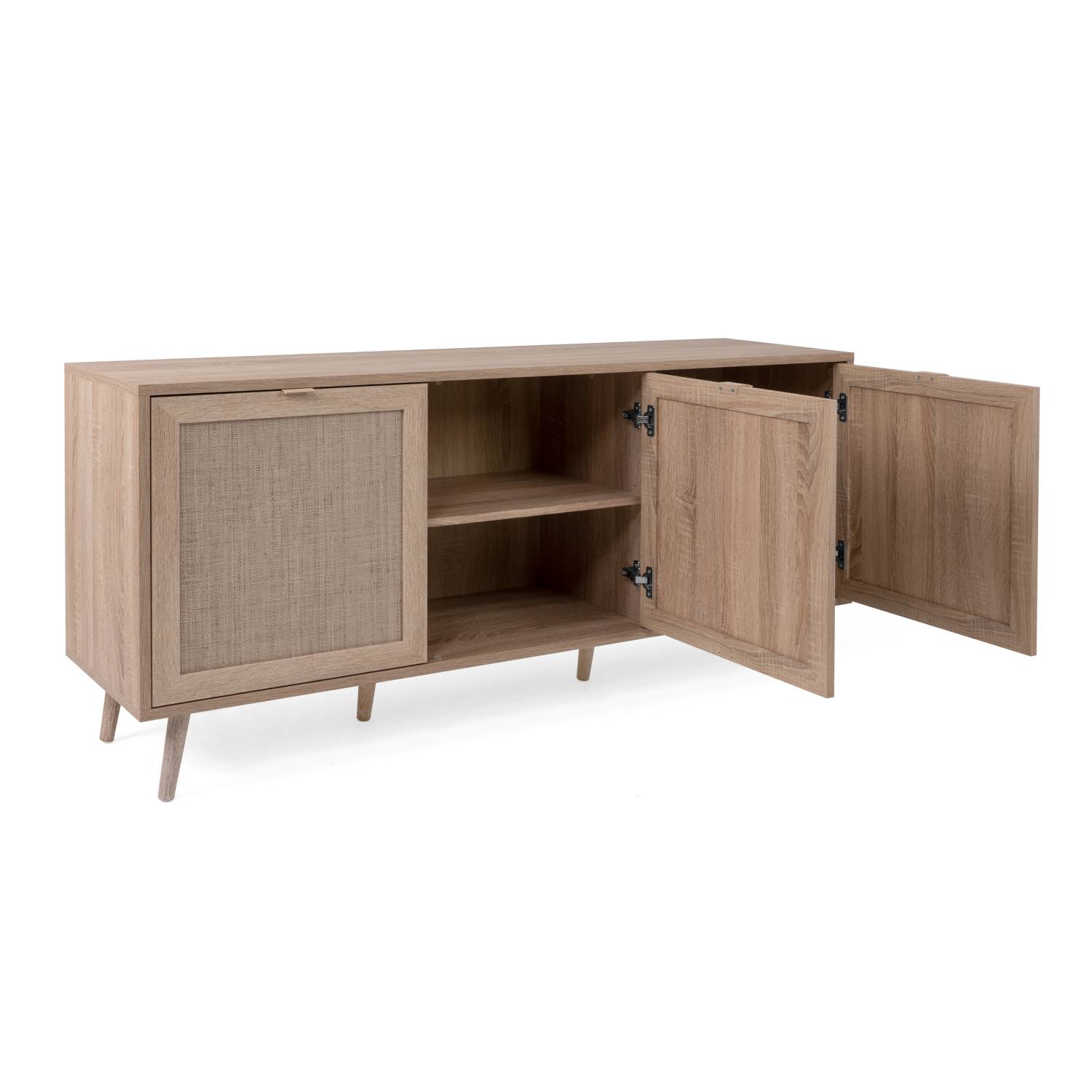 Sideboard Cabinet Cupboard Storage Solide Wood Rafia Brown