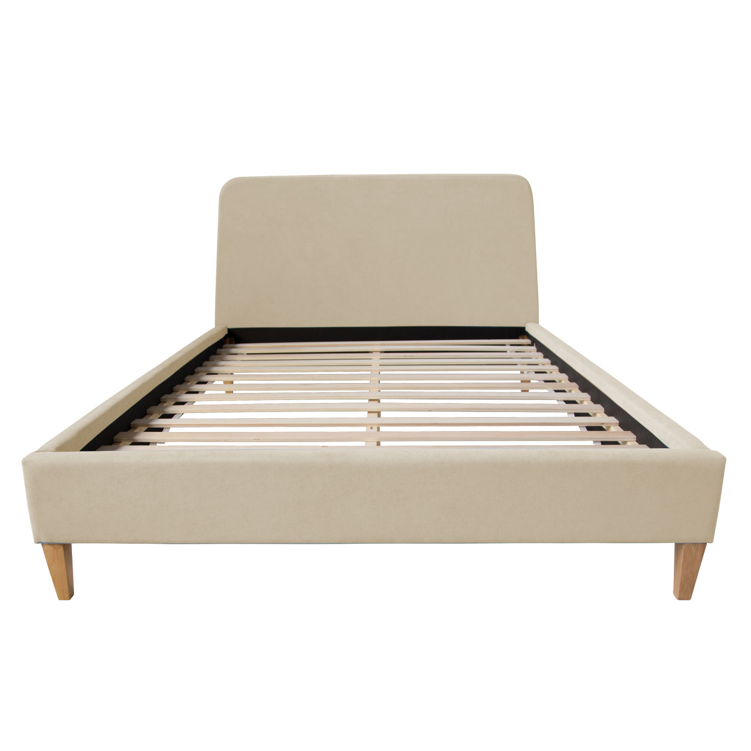 Upholstered bed 140x200 cm nature | with slatted frame | double fabric bed frame