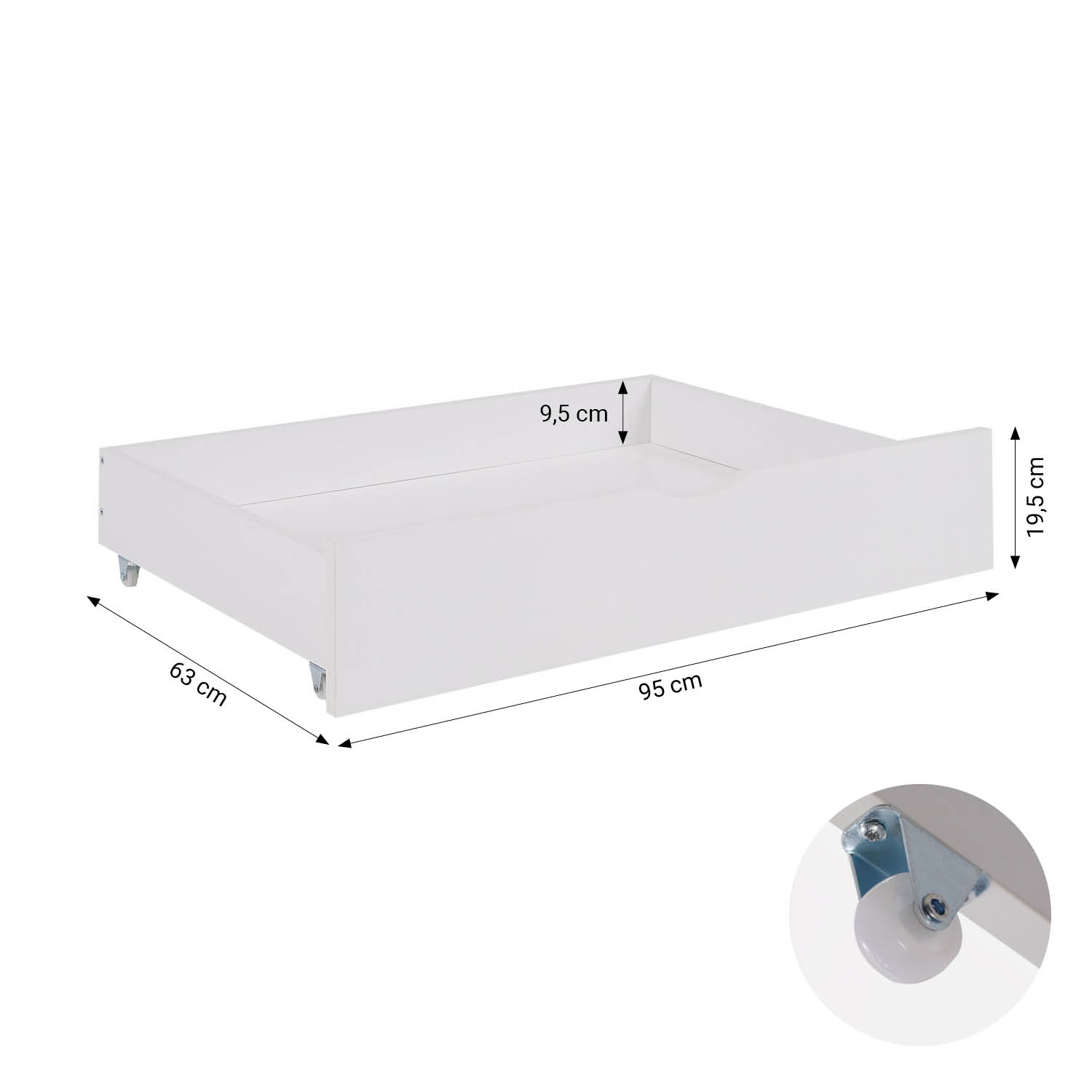 Children's Bed 90x200 cm White | House Bed with Fall Protection and Bed Drawer | Montessori | Single Bed | with Slatted Frame | Wood