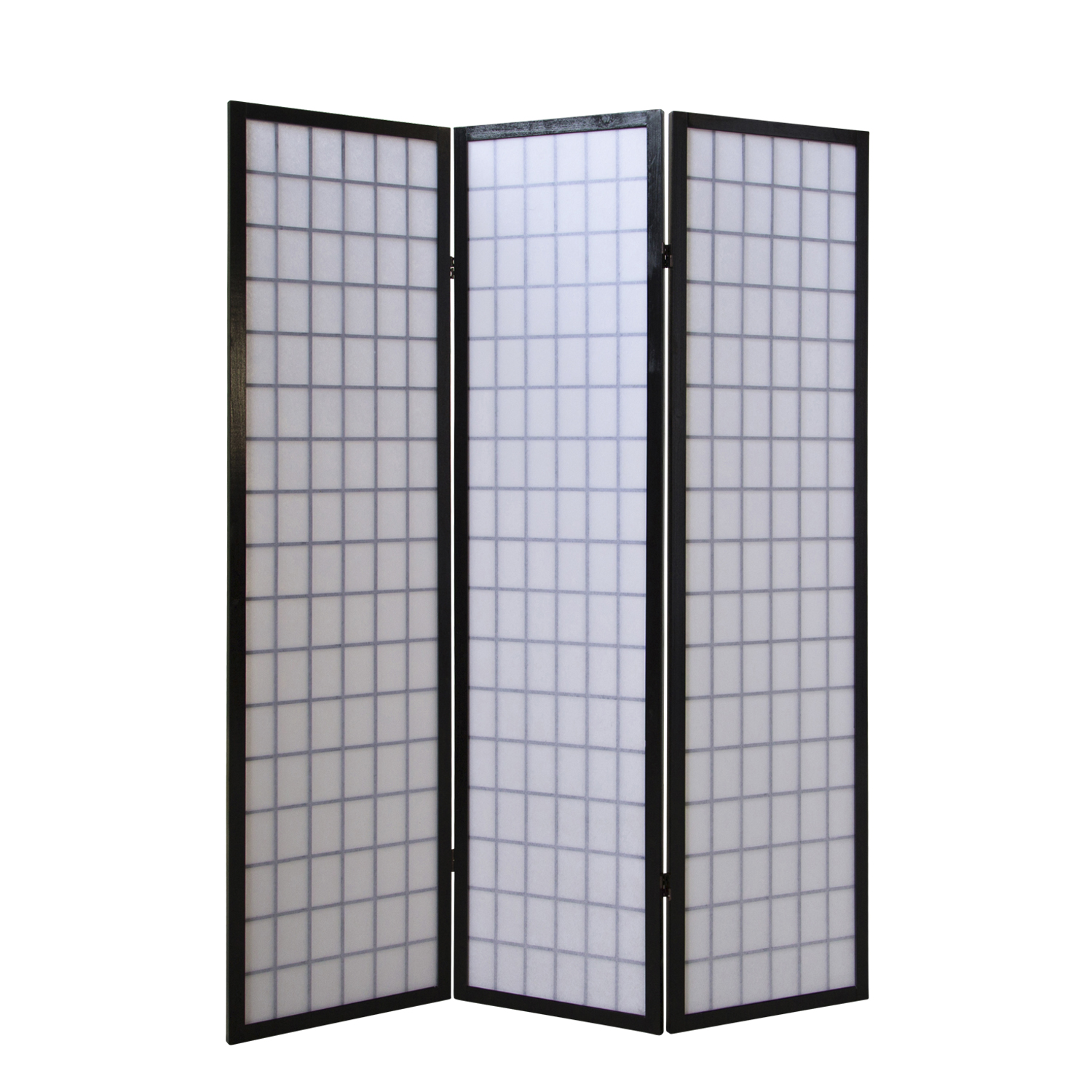Black 3-panel folding screen – Shoji room divider made of wood with rice paper