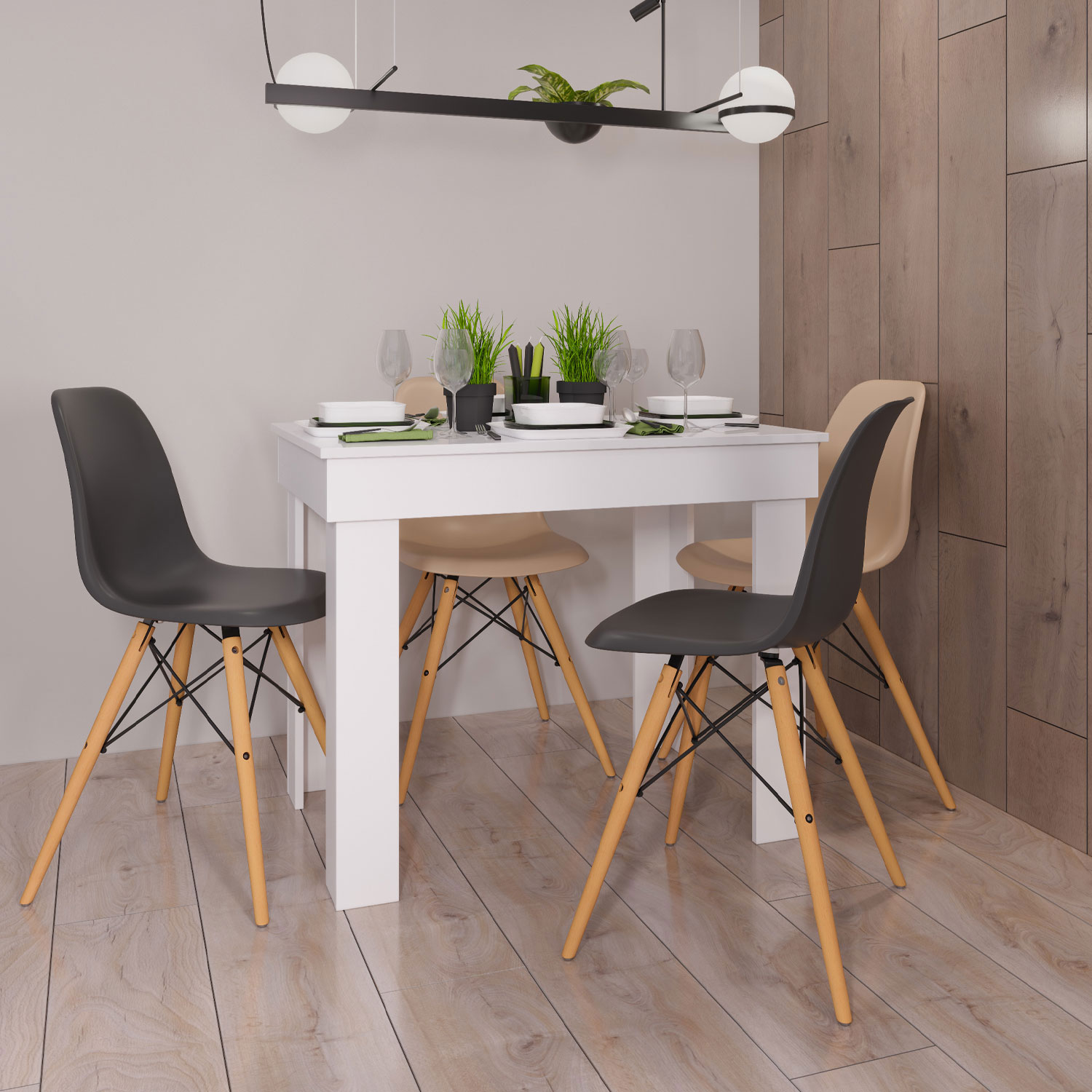 Esstisch Esszimmertisch Weiß 90x60 cm Holztisch Küchentisch Holz Tisch Massiv Wohnzimmertisch