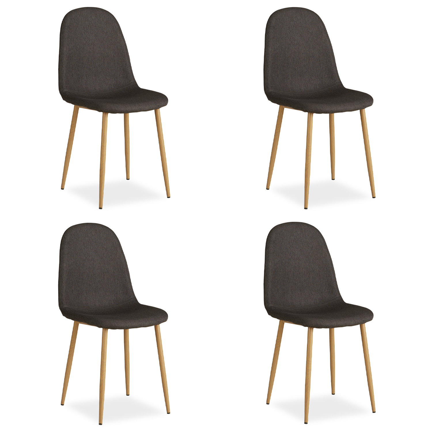 Upholstered Chair Linen Anthracite | Set of 4 | rounded Backrest | without Armrests | Kitchen Dining Room Office