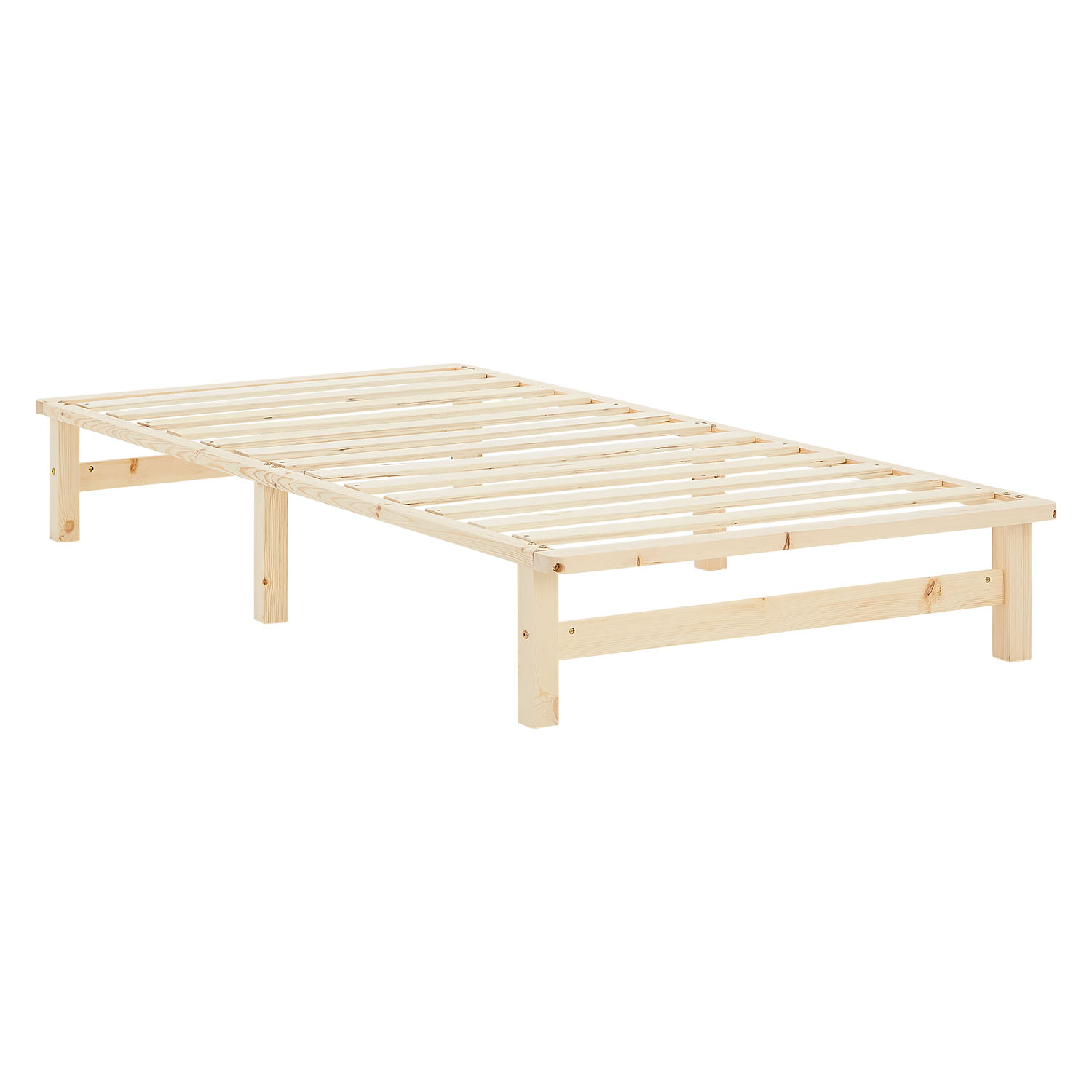 100x200 cm Natural Pallet Bed with Slatted Base – Solid Wood Single Bed for Teenagers', Guest, and Master Bedrooms