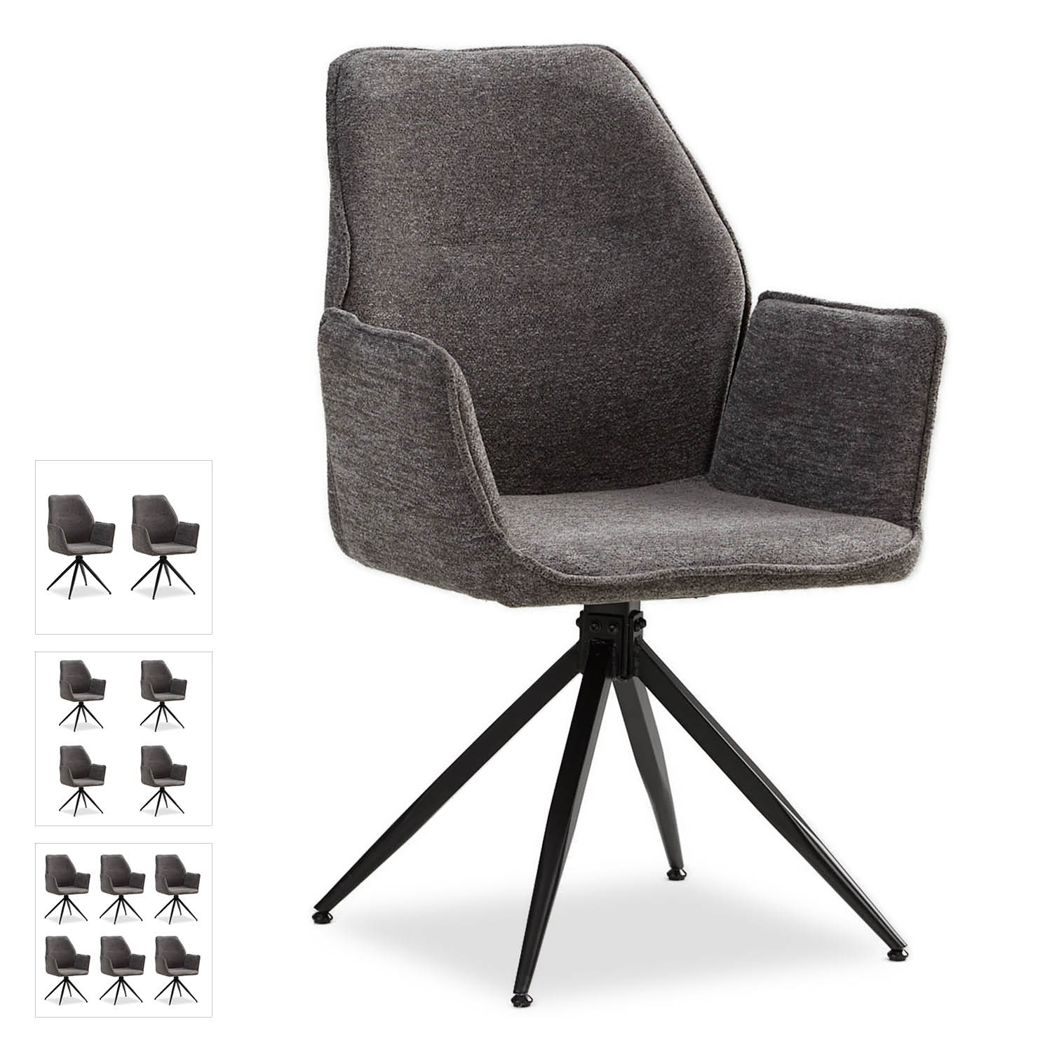 Dining Chair Set of 1, 2, 4 or 6 Modern Egg Chairs Chenille Yarn Grey Armchairs Dining Room Chairs Upholstered Chairs Eames Chairs
