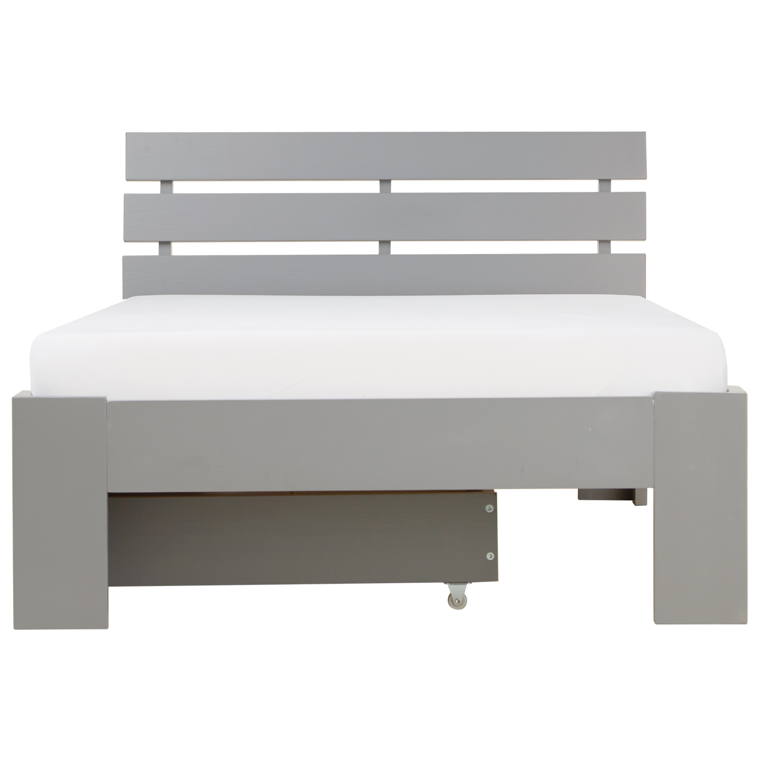 Wood Bed 90x200 cm Gray | Single Bed with Storage Drawer | with Slatted Frame | Solid | Kids Youth Guest Bedroom