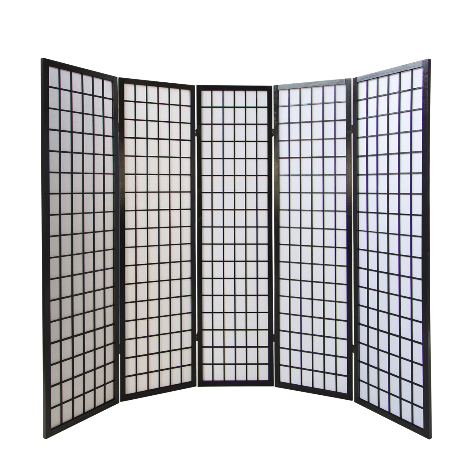 Paravent Black Shoji Rice Paper White | 5-panel | Wood | Room Divider Partition Privacy Screen