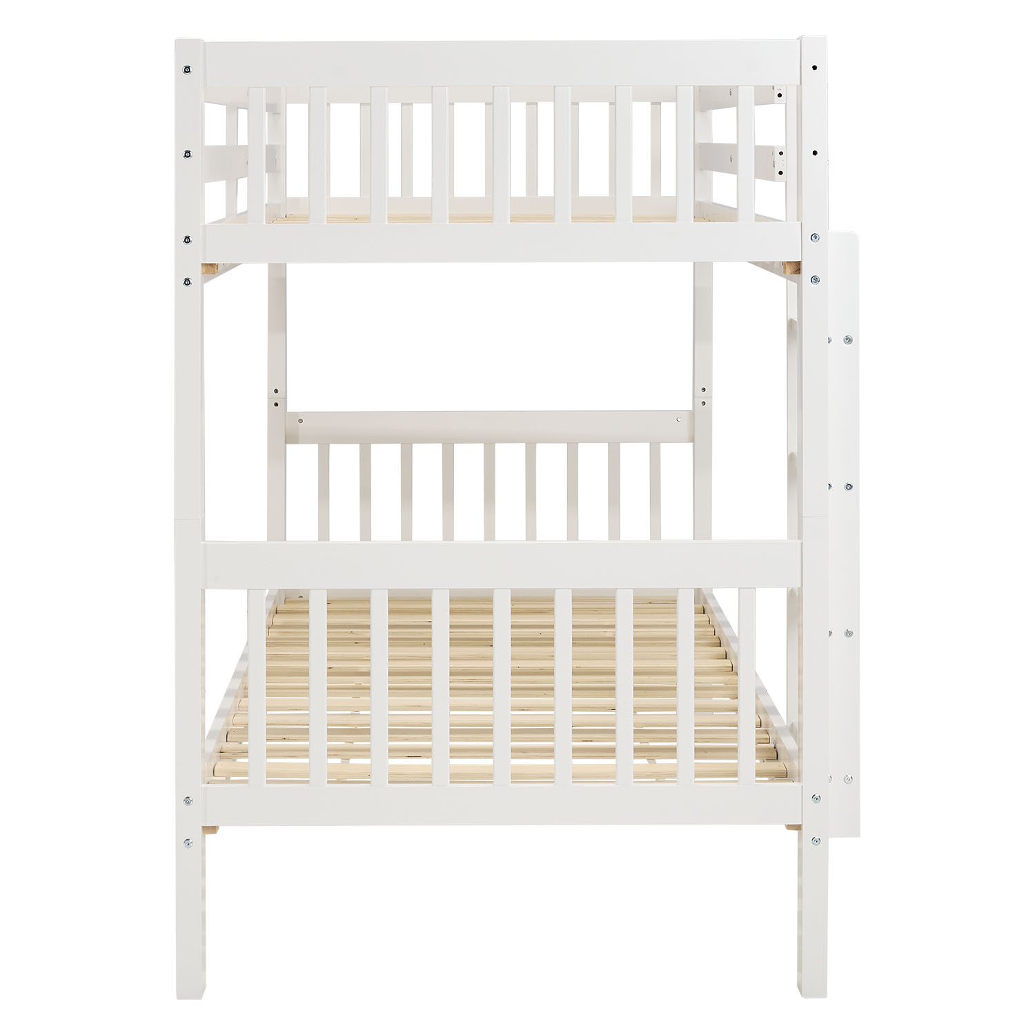 Bunk Bed 90x200 cm White | Kids Bed with Mattress | Fall Protection | Convertible | Massif pine wood