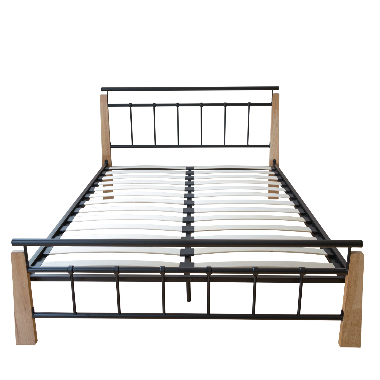 Metal Bed Iron Bed Double 180 x 200 Wood Slatted black natural bed frame 5072