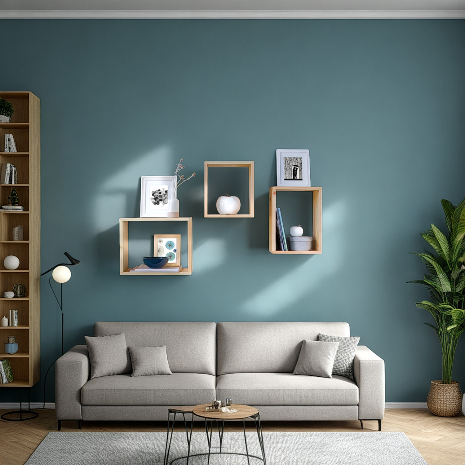 Wooden Rack Set of 3 Hanging Shelf Bookcase Bookshelf 3 Parts Wood Natural