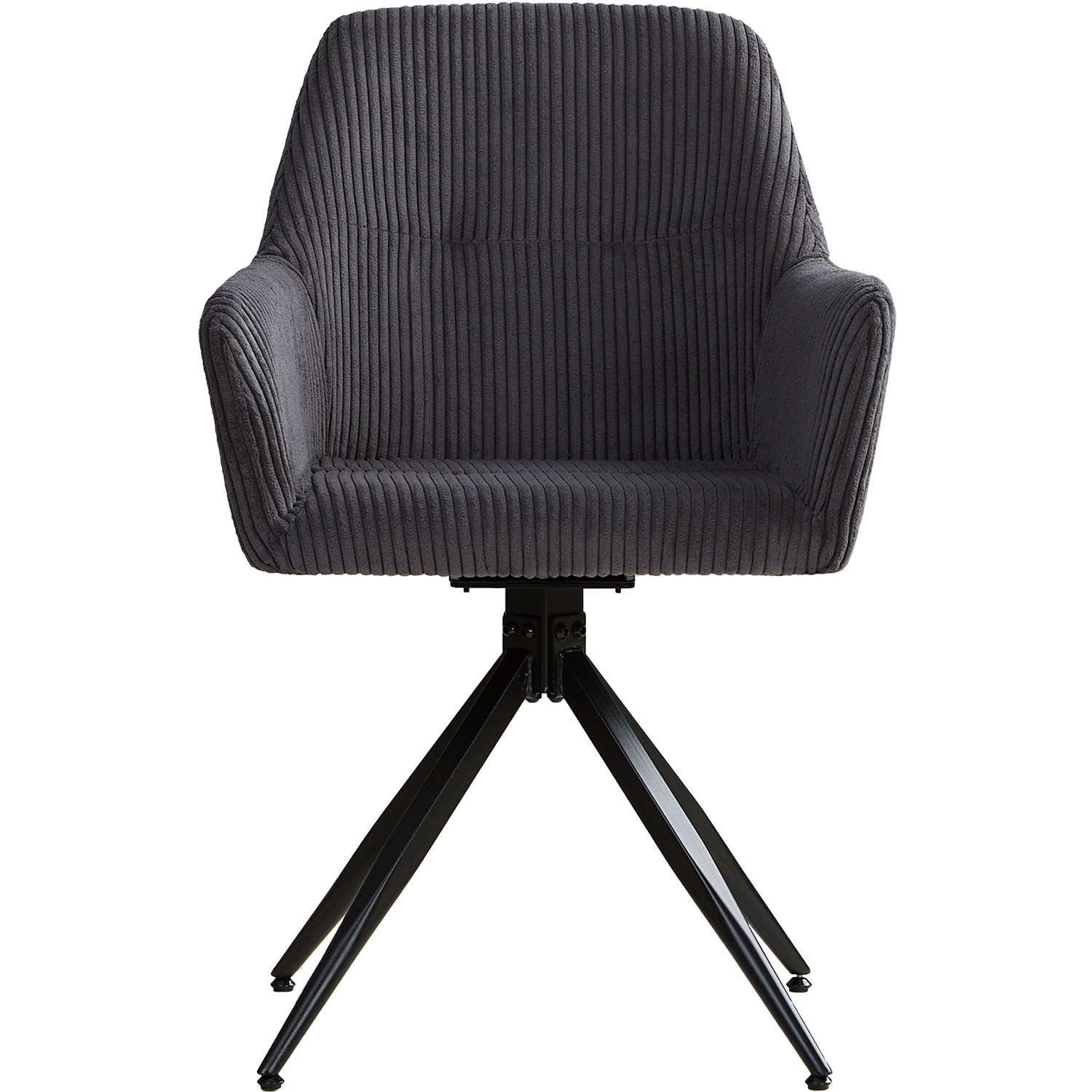 Upholstered Chair Corduroy Grey | Set of 6 | swivel | with Armrests | Kitchen Dining Room Office