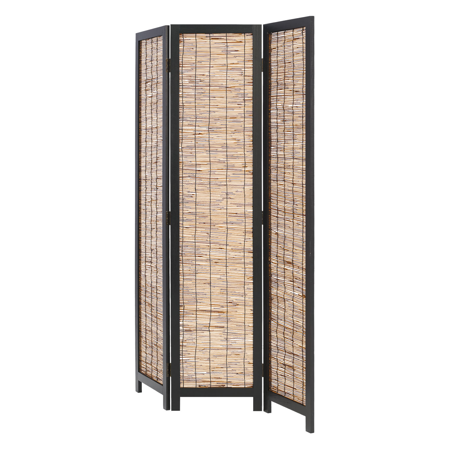 Paravent Black Wooden | 3-panel | Willow | Room Divider Partition Privacy Screen