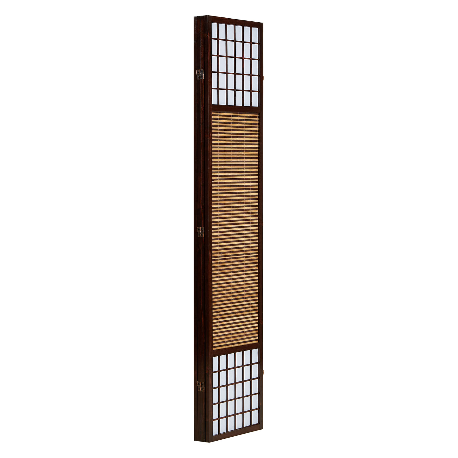 Paravent Brown Bamboo Shoji Rice Paper White Height 200 cm | 4-panel | Wood | Room Divider Partition Privacy Screen