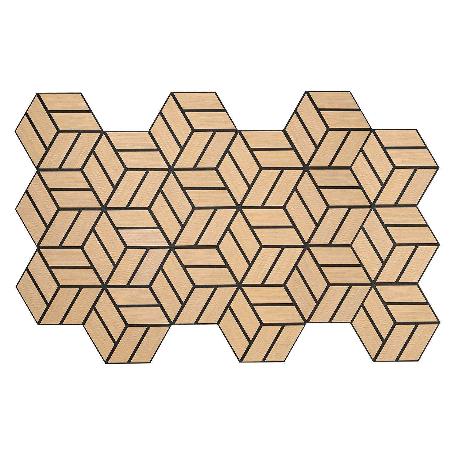 Acoustic Panels Wall Panels Hexagon Honeycomb 30 x 26 cm Natural Oak | Wood | 4-piece Set | 3D